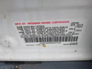 2016 Mitsubishi Outlander Sport 2.4 SE with VIN JA4AP3AW3GZ047124, listed as a IAAI auction lot 41731316 with 146,769 mi miles. Bid and sale history available at carsss.com. Image 9.