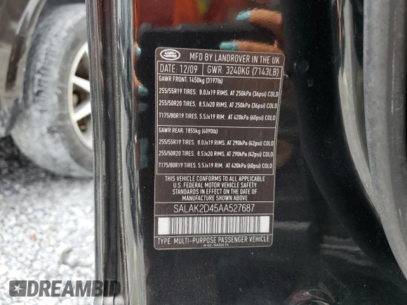 2010 Land Rover LR4 Lux with VIN SALAK2D45AA527687, listed as a Copart auction lot 60730895 with 157,497 mi miles and Salvage title. Bid and sale history available at DreamBid. Image 13.