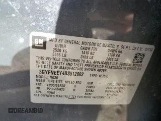 2011 Cadillac SRX Performance Collection with VIN 3GYFNEEY4BS512082, listed as a Copart auction lot 48701055 with 120,094 mi miles and Salvage Title. Bid and sale history available at carsss.com. Image 13.