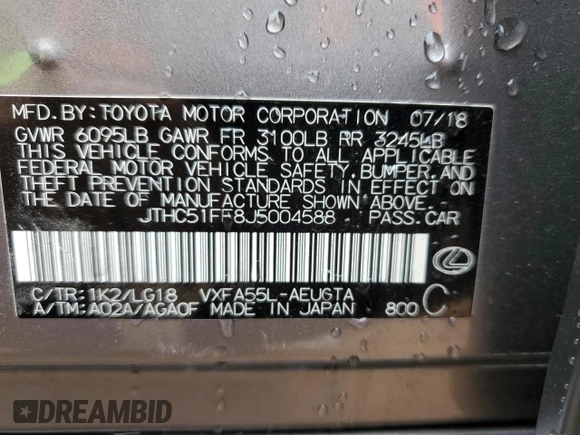 2018 Lexus LS 500 z VIN JTHC51FF8J5004588, wystawiony jako Copart lot #81473284 z przebiegiem 126 823 mil mil oraz Szkoda całkowita • Salvage title. Historia ofert i sprzedaży dostępna na DreamBid. Obrazek 12.