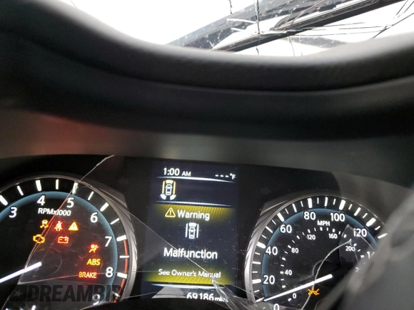 2021 Infiniti Q50 Luxe with VIN JN1EV7BR4MM752782, listed as a Copart auction lot 56160595 with 69,186 mi miles and Salvage title. Bid and sale history available at DreamBid. Image 9.