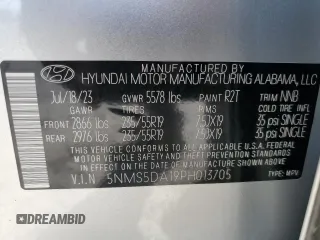 2023 Hyundai Santa Fe Hybrid Limited with VIN 5NMS5DA19PH013705, listed as a Copart auction lot 56336944 with 7,026 mi miles and Salvage Title. Bid and sale history available at carsss.com. Image 13.