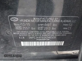 2016 Hyundai Sonata Sport with VIN 5NPE34AF6GH346509, listed as a IAAI auction lot 42082345 with 93,822 mi miles and . Bid and sale history available at DreamBid. Image 9.