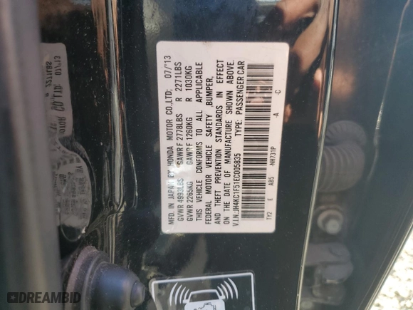 2014 Acura RLX Tech Pkg with VIN JH4KC1F51EC005835, listed as a Copart auction lot 49958305 with 202,854 mi miles and Salvage Title. Bid and sale history available at carsss.com. Image 12.