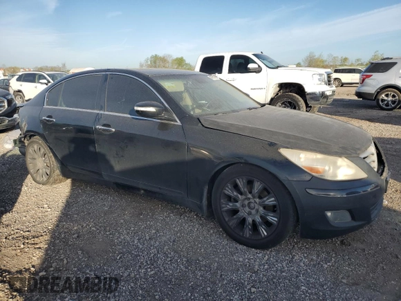 2009 Hyundai Genesis with VIN KMHGC46E69U029097, listed as a Copart auction lot 48698605 with 217,263 mi miles and Salvage Title. Bid and sale history available at DreamBid. Image 4.