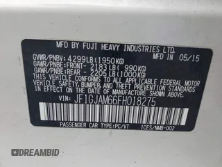 2015 Subaru Impreza Limited с VIN JF1GJAM66FH018275, выставлен на аукционе IAAI как лот 42362307 с пробегом 114 979 миль миль и . История ставок и продаж доступна на DreamBid. Изображение 9.
