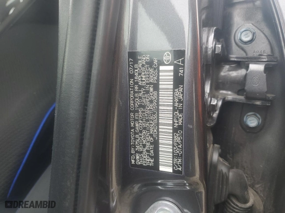 2018 Toyota Prius c One with VIN JTDKDTB36J1599388, listed as a Copart auction lot 46197525 with 133,625 mi miles and Salvage Title. Bid and sale history available at carsss.com. Image 12.