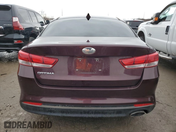 2017 Kia Optima LX with VIN 5XXGT4L35HG166544, listed as a Copart auction lot 43211275 with 124,274 mi miles and Clean Title. Bid and sale history available at carsss.com. Image 6.