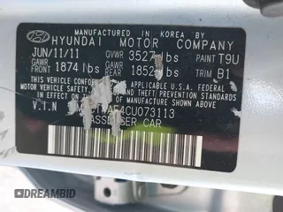 2012 Hyundai Accent GLS with VIN KMHCT4AE4CU073113, listed as a IAAI auction lot 41940314 with 161,934 mi miles. Bid and sale history available at carsss.com. Image 9.
