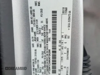 2019 Ford F-150 XL with VIN 1FTEW1C54KKF26298, listed as a Copart auction lot 62091785 with 108,889 mi miles and Salvage title. Bid and sale history available at DreamBid. Image 13.