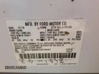 2019 Ford Explorer with VIN 1FM5K7B88KGA76647, listed as a Copart auction lot 52180405 with 111,937 mi miles and Clean title. Bid and sale history available at DreamBid. Image 14.