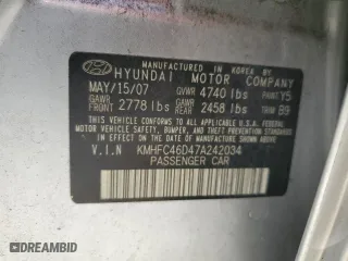 2007 Hyundai Azera GLS with VIN KMHFC46D47A242034, listed as a Copart auction lot 76703514 with 124,277 mi miles and Salvage Title. Bid and sale history available at carsss.com. Image 14.