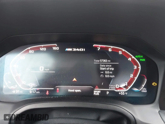2020 BMW 3 Series M340i with VIN WBA5U7C02LAF54184, listed as a IAAI auction lot 41490697 with 57,363 mi miles. Bid and sale history available at carsss.com. Image 7.