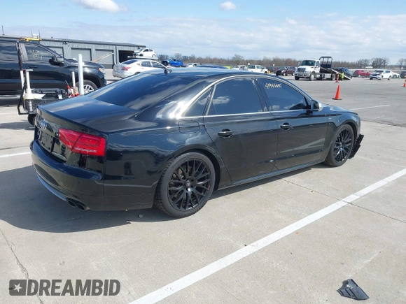 2013 Audi S8 with VIN WAUD2AFD6DN021372, listed as a IAAI auction lot 41983495 with 159,832 mi miles. Bid and sale history available at carsss.com. Image 4.