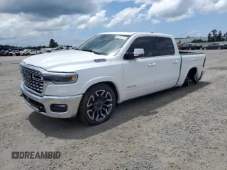 2025 Ram 1500 Limited с VIN 1C6SRFHP6SN638365, выставлен на аукционе Copart как лот 64762775 с пробегом 2 129 миль миль и Списание • Salvage title. История ставок и продаж доступна на DreamBid. Изображение 1.