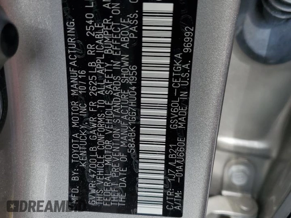 2017 Lexus ES with VIN 58ABK1GG7HU041956, listed as a Copart auction lot 53037135 with 79,482 mi miles and Salvage Title. Bid and sale history available at carsss.com. Image 12.