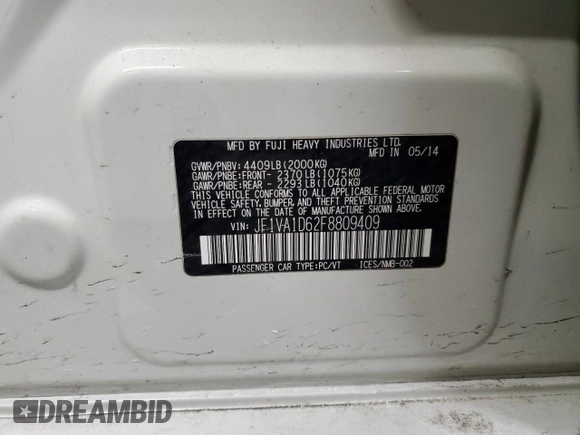 2015 Subaru WRX Premium with VIN JF1VA1D62F8809409, listed as a Copart auction lot 43974615 with 125,497 mi miles and Salvage Title. Bid and sale history available at carsss.com. Image 14.