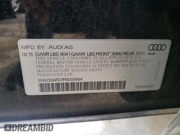 2015 Audi A8 L 4.0T with VIN WAU32AFD7FN033464, listed as a Copart auction lot 42682643 with 130,105 mi miles. Bid and sale history available at carsss.com. Image 13.