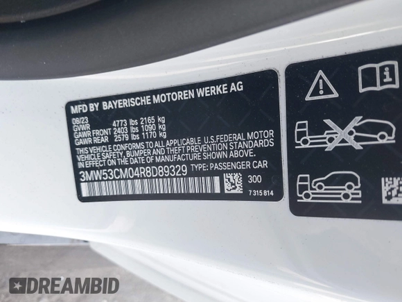 2024 BMW 2 Series M240i xDrive with VIN 3MW53CM04R8D89329, listed as a IAAI auction lot 41417736 with 2,849 mi miles. Bid and sale history available at carsss.com. Image 9.