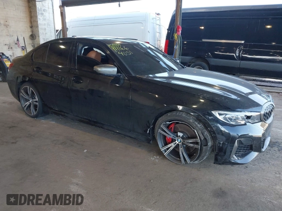 2021 BMW 3 Series M340i xDrive with VIN 3MW5U9J01M8B75976, listed as a IAAI auction lot 41664051 with 90,155 mi miles. Bid and sale history available at carsss.com. Image 1.