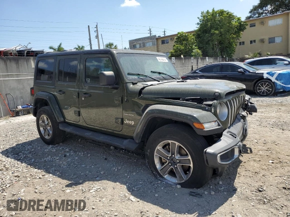2022 Jeep Wrangler Unlimited Sahara with VIN 1C4HJXEN3NW242458, listed as a Copart auction lot 48148815 with 26,154 mi miles and Salvage Title. Bid and sale history available at DreamBid. Image 4.