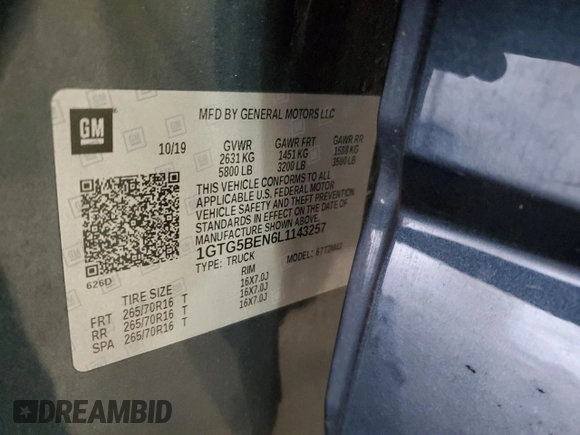 2020 GMC Canyon 2WD with VIN 1GTG5BEN6L1143257, listed as a Copart auction lot 78345384 with 78,063 mi miles and Salvage Title. Bid and sale history available at carsss.com. Image 13.