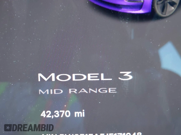 2018 Tesla Model 3 Long Range Battery with VIN 5YJ3E1EA5JF171948, listed as a IAAI auction lot 41993887 with 42,370 mi miles and . Bid and sale history available at DreamBid. Image 14.