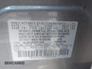2017 Nissan Sentra S with VIN 3N1AB7APXHY313466, listed as a IAAI auction lot 41846241 with 127,262 mi miles and . Bid and sale history available at carsss.com. Image 9.