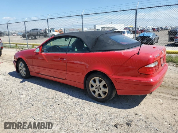2003 Mercedes-Benz CLK-Class 3.2L with VIN WDBLK65G03T130720, listed as a Copart auction lot 69927604 with 0 mi miles and Salvage Title. Bid and sale history available at carsss.com. Image 2.