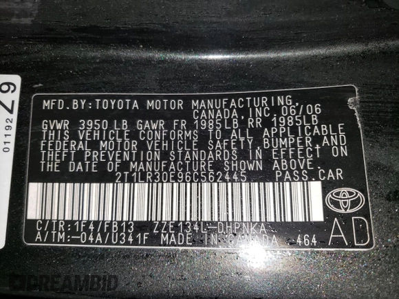 2006 Toyota Matrix STD z VIN 2T1LR30E96C562445, wystawiony jako Copart lot #87267984 z przebiegiem 131 416 mil mil oraz Szkody całkowita. Historia ofert i sprzedaży dostępna na DreamBid. Obrazek 13.