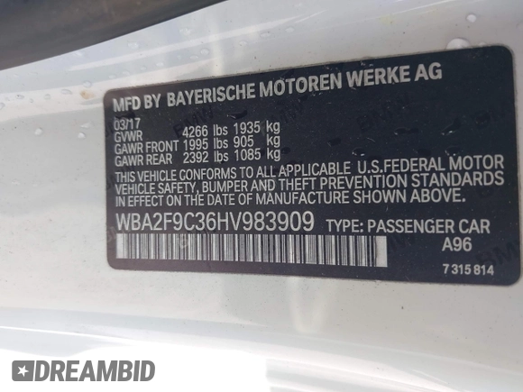 2017 BMW 2 Series 230i с VIN WBA2F9C36HV983909, выставлен на аукционе IAAI как лот 42180503 с пробегом 44 037 миль миль и . История ставок и продаж доступна на DreamBid. Изображение 9.