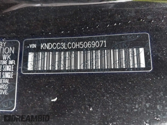 2017 Kia Niro Touring Launch Edition with VIN KNDCC3LC0H5069071, listed as a IAAI auction lot 41673947 with 148,168 mi miles. Bid and sale history available at carsss.com. Image 9.