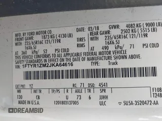 2018 Ford Transit with VIN 1FTYR1ZM2JKA64616, listed as a IAAI auction lot 41707538 with 221,167 mi miles and . Bid and sale history available at DreamBid. Image 9.
