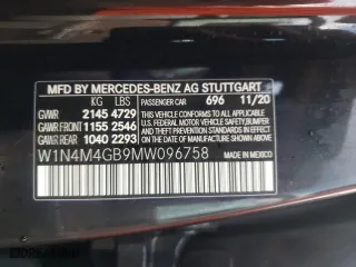 2021 Mercedes-Benz GLB with VIN W1N4M4GB9MW096758, listed as a Copart auction lot 67216572 with 27,287 mi miles. Bid and sale history available at carsss.com. Image 15.