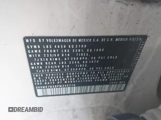 2023 Volkswagen Taos SE z VIN 3VVNX7B29PM345710, wystawiony jako IAAI lot #41805268 z przebiegiem 27 783 mil mil oraz . Historia ofert i sprzedaży dostępna na DreamBid. Obrazek 9.