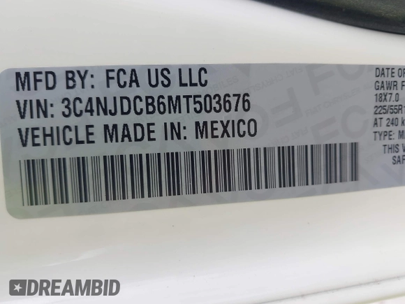 2021 Jeep Compass Limited с VIN 3C4NJDCB6MT503676, выставлен на аукционе IAAI как лот 42237071 с пробегом 54 631 миль миль и . История ставок и продаж доступна на DreamBid. Изображение 9.