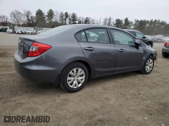 2012 Honda Civic LX with VIN 19XFB2F53CE313803, listed as a Copart auction lot 49202085 with 144,868 mi miles and Salvage Title. Bid and sale history available at DreamBid. Image 3.