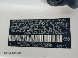 2010 Toyota Corolla with VIN JTDBU4EE8AJ063996, listed as a Copart auction lot 51862435 with 119,559 mi miles and Salvage Title. Bid and sale history available at carsss.com. Image 12.