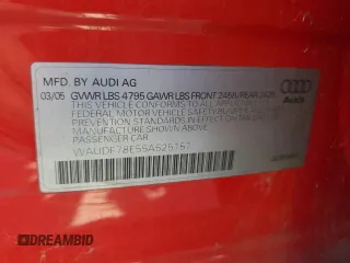 2005 Audi A4 2.0T with VIN WAUDF78E55A525157, listed as a Copart auction lot 70908984 with 190,783 mi miles and Salvage Title. Bid and sale history available at carsss.com. Image 13.