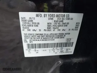 2013 Ford Edge SEL with VIN 2FMDK4JC8DBC91035, listed as a IAAI auction lot 41817540 with 232,621 mi miles. Bid and sale history available at carsss.com. Image 9.