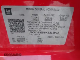 2019 Chevrolet Silverado 1500 LT with VIN 1GCUYDED5KZ218933, listed as a IAAI auction lot 41923954 with 101,485 mi miles. Bid and sale history available at carsss.com. Image 9.