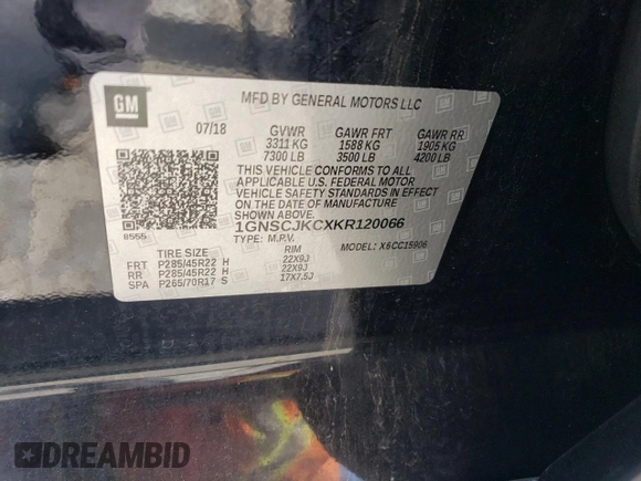 2019 Chevrolet Suburban LT with VIN 1GNSCJKCXKR120066, listed as a Copart auction lot 46189725 with 78,830 mi miles and Salvage Title. Bid and sale history available at carsss.com. Image 13.