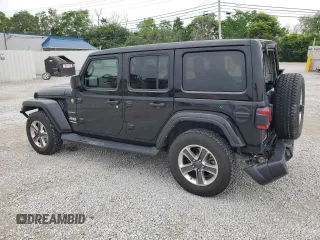 2020 Jeep Wrangler Unlimited Sahara with VIN 1C4HJXEG9LW337590, listed as a Copart auction lot 59197125 with 57,733 mi miles and Salvage title. Bid and sale history available at DreamBid. Image 2.
