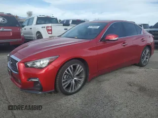 2022 Infiniti Q50 Sensory with VIN JN1EV7CR3NM340790, listed as a Copart auction lot 81795584 with 23,183 mi miles and Salvage title. Bid and sale history available at DreamBid. Image 1.