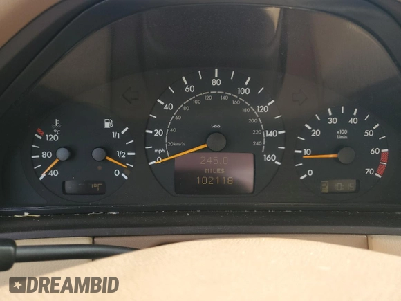 2002 Mercedes-Benz E-Class with VIN WDBJF65J12B434067, listed as a Copart auction lot 74250764 with 102,118 mi miles and Salvage Title. Bid and sale history available at carsss.com. Image 9.