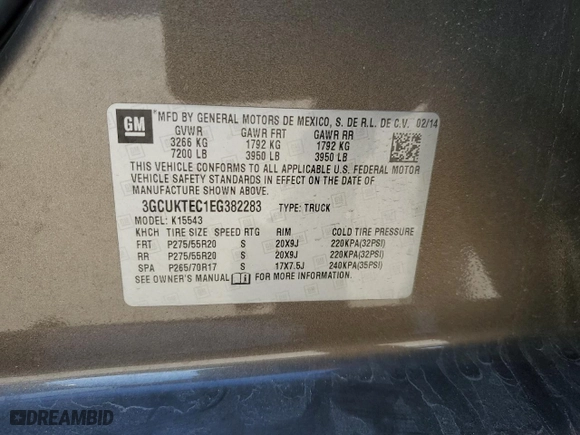 2014 Chevrolet Silverado 1500 High Country with VIN 3GCUKTEC1EG382283, listed as a Copart auction lot 88636695 with 0 mi miles and Salvage Title. Bid and sale history available at carsss.com. Image 12.