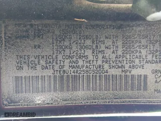 2005 Toyota 4Runner SR5 with VIN JTEBU14R258052004, listed as a IAAI auction lot 40916196 with 189,185 mi miles. Bid and sale history available at carsss.com. Image 9.