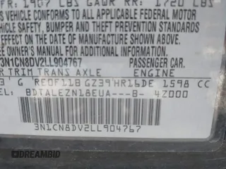 2020 Nissan Versa S with VIN 3N1CN8DV2LL904767, listed as a IAAI auction lot 42648194 with 91,069 mi miles and . Bid and sale history available at DreamBid. Image 9.