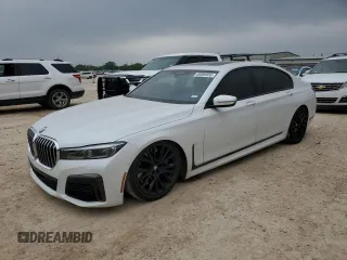 2021 BMW 7 Series 740i z VIN WBA7T2C06MCF88813, wystawiony jako Copart lot #49589555 z przebiegiem 60 802 mil mil oraz Szkoda całkowita • Salvage title. Historia ofert i sprzedaży dostępna na DreamBid. Obrazek 1.