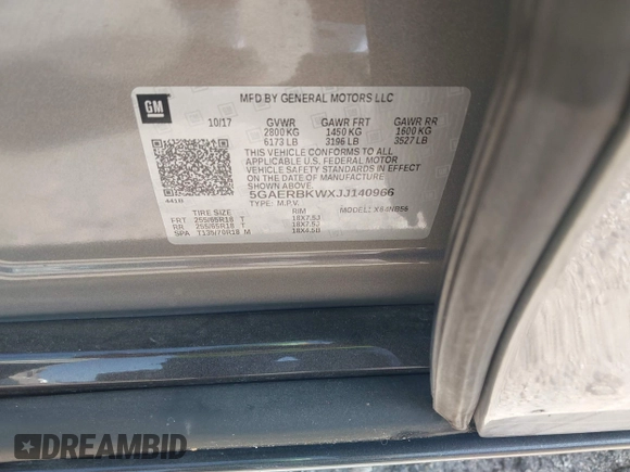 2018 Buick Enclave Essence with VIN 5GAERBKWXJJ140966, listed as a IAAI auction lot 41973241 with 88,857 mi miles and . Bid and sale history available at carsss.com. Image 9.